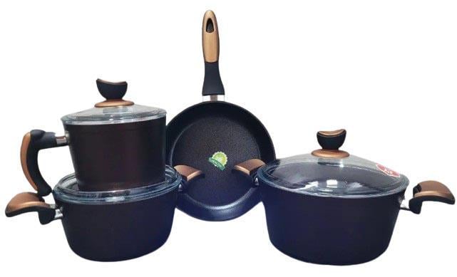 Набір каструль Casa Royal Elite Titanium з покриттям Bio Titanium 7 предметов Бронзовий (1755730320)