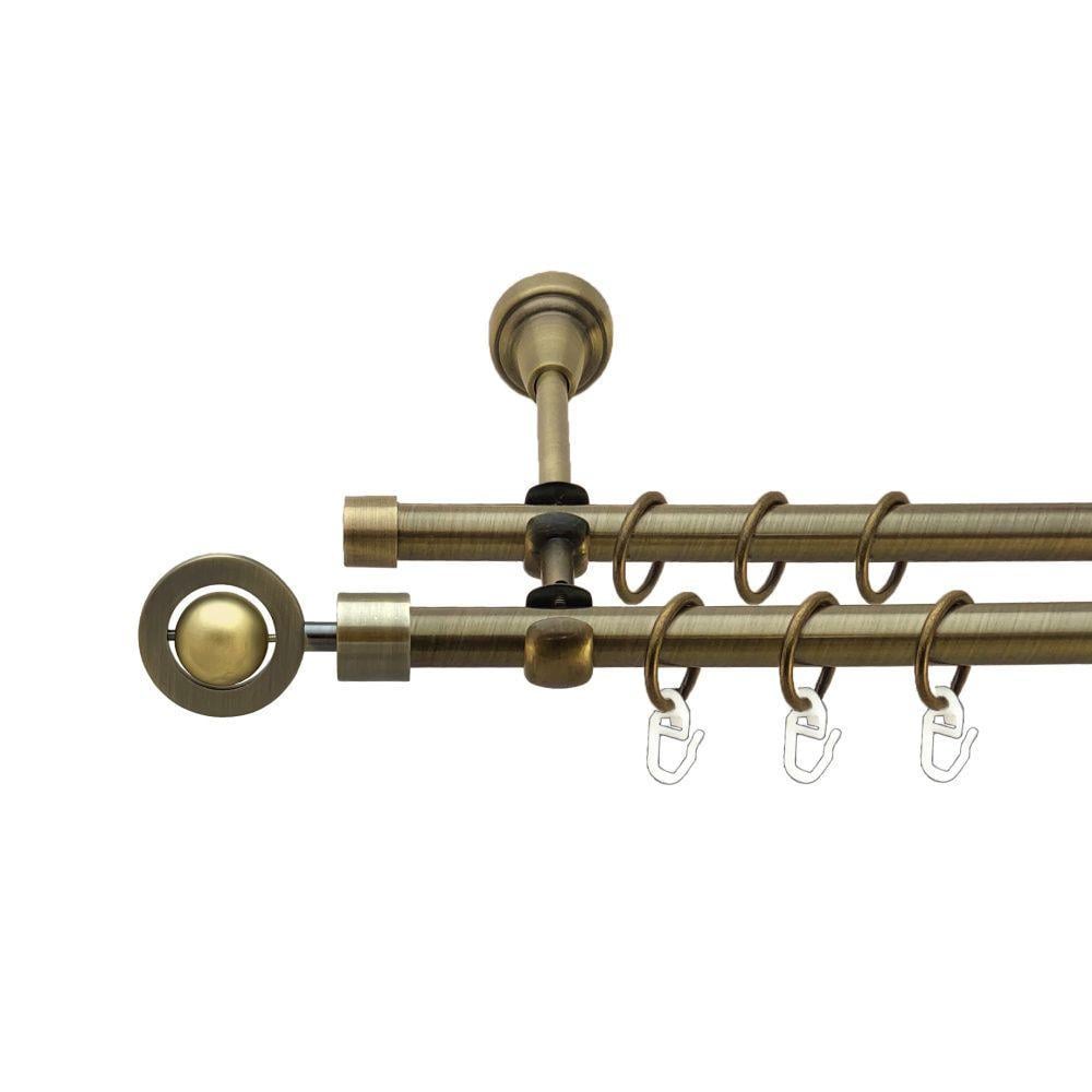 Карниз для штор Orvit Пополо двухрядный гладкий 240 см Антик (00-00017029)