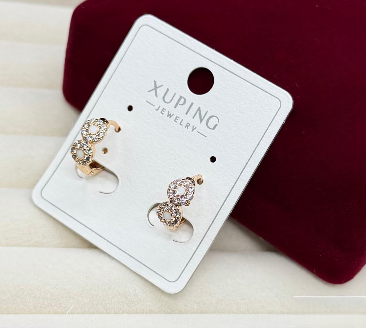 Серьги Xuping гипоаллергенное медицинское золото двойные круги с мелкими кристаллами украшение для ежедневного образа (2906467476)