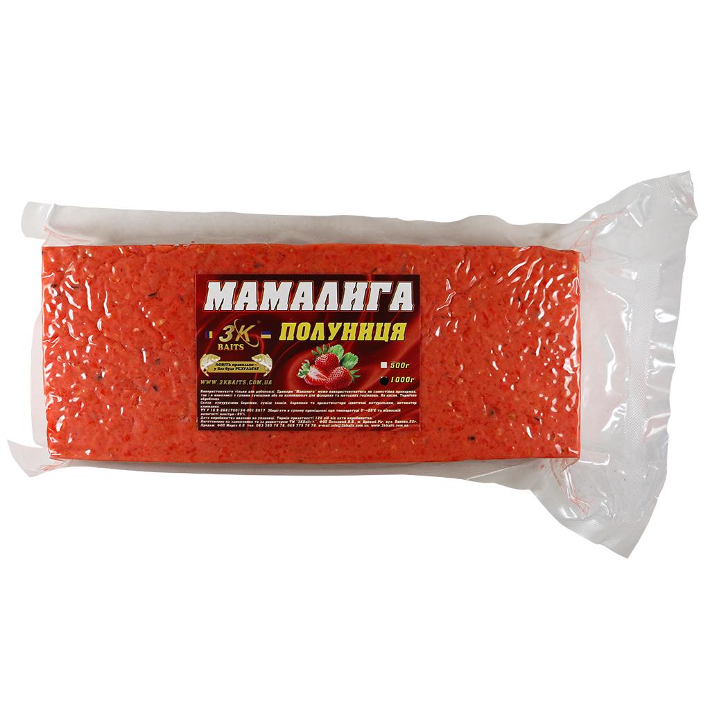 Прикорм 3KBaits Мамалыга 1000 г Клубника (3KB1006)