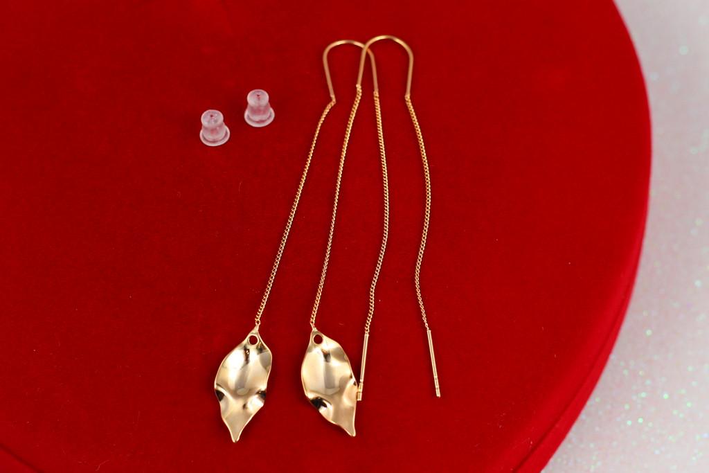 Серьги продевки Xuping Jewelry Листики 8,5 см Золотистый (1577912528)