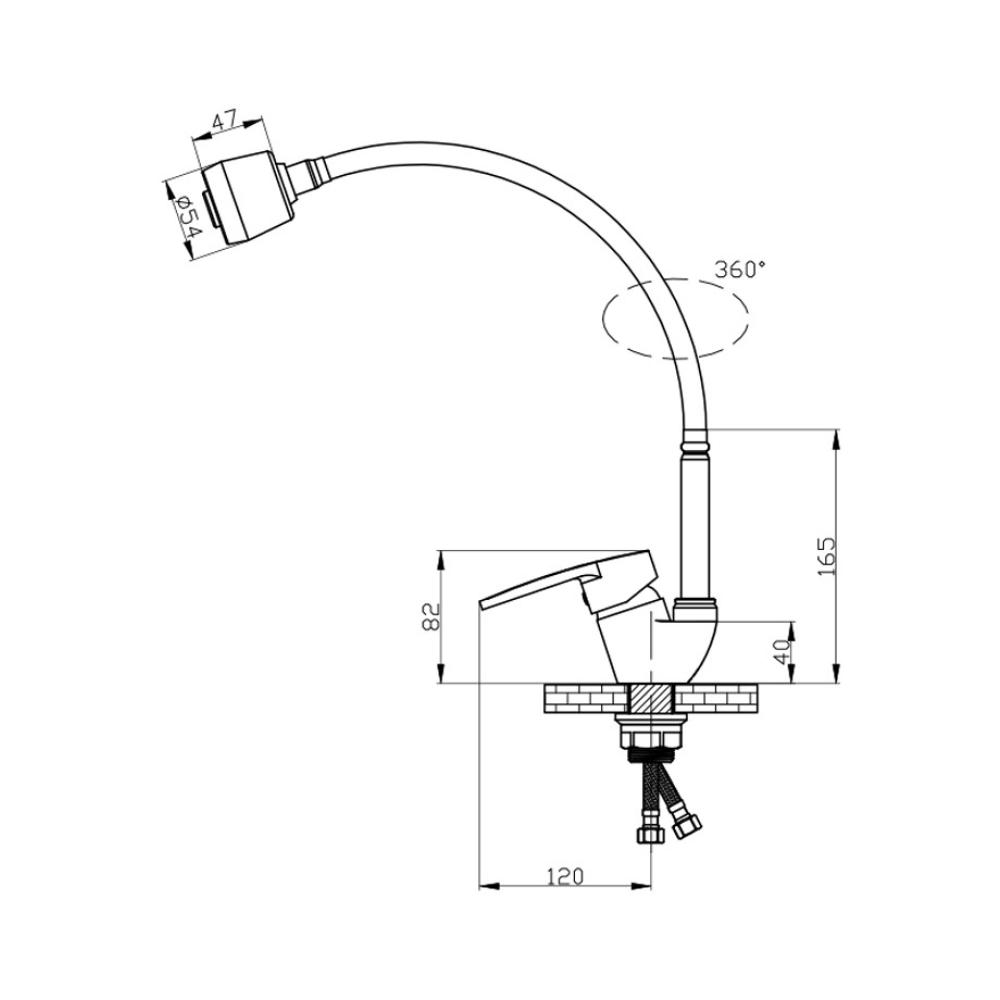 Змішувач для кухні з рефлекторним виливом GF CRMS-04-008-1 (SD00023713) - фото 2
