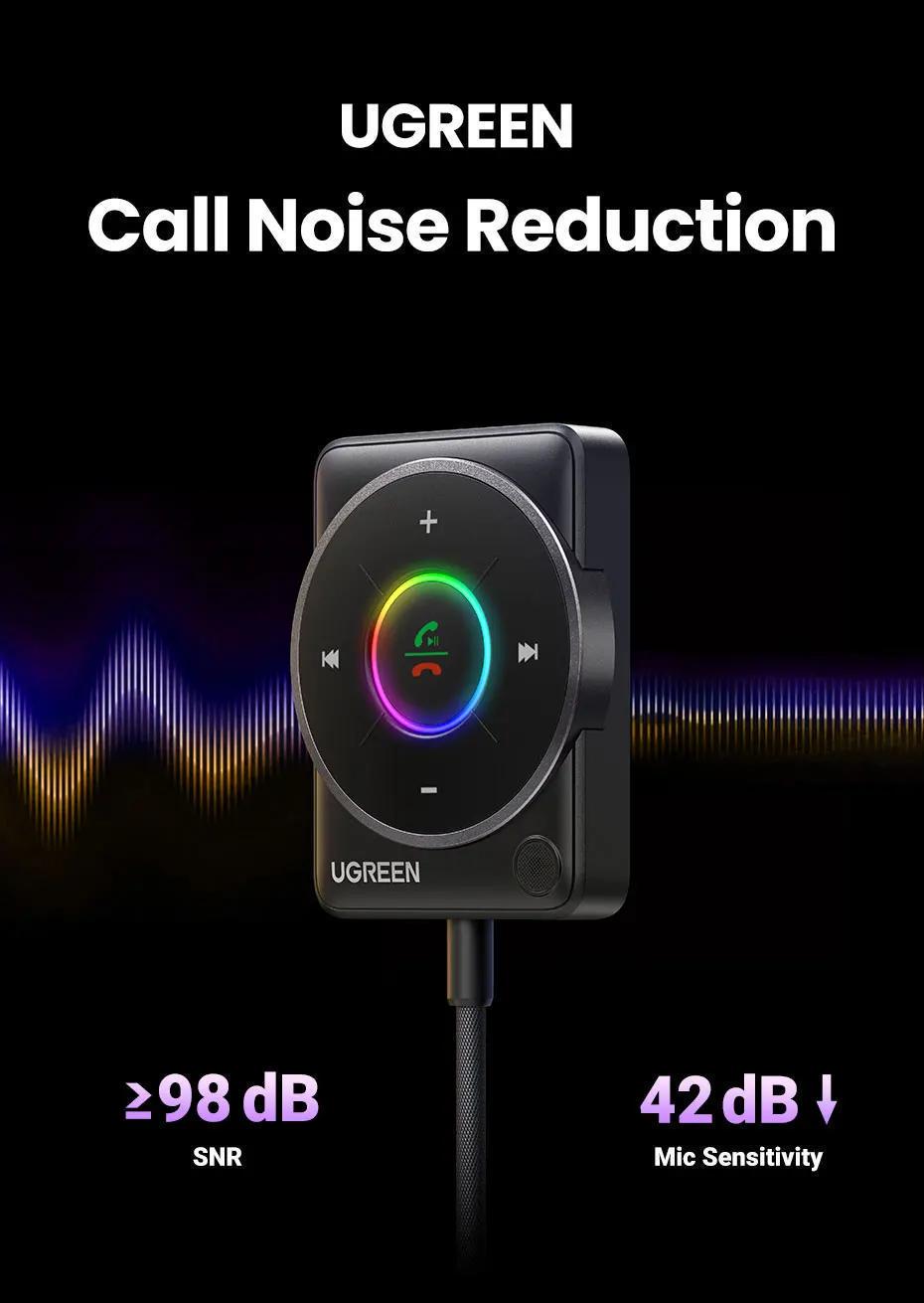 Адаптер UGREEN Bluetooth 5.4 приймач USB-AUX/3,5 мм minijack з мікрофоном RGB Чорний (35002) - фото 5 Адаптер UGREEN Bluetooth 5.4 приймач USB-AUX/3,5 мм minijack з мікрофоном RGB Чорний (35002) - фото 5