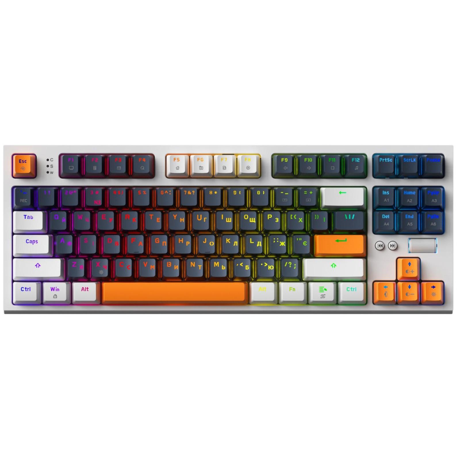Клавіатура GamePro MK180W Hot-Swap Red Switch TKL RGB USB-A White (26450585)