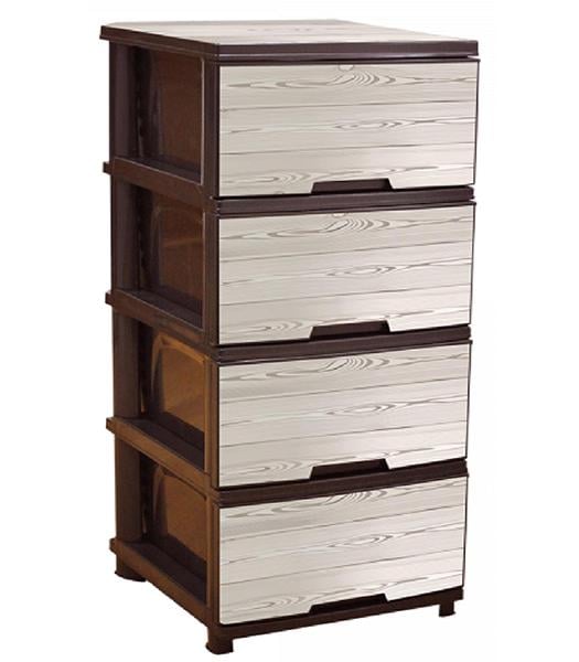 Комод пластиковий 4 ящики 90,5х46,5х39,5 Дерево Темно-коричневий (472765-Prob)