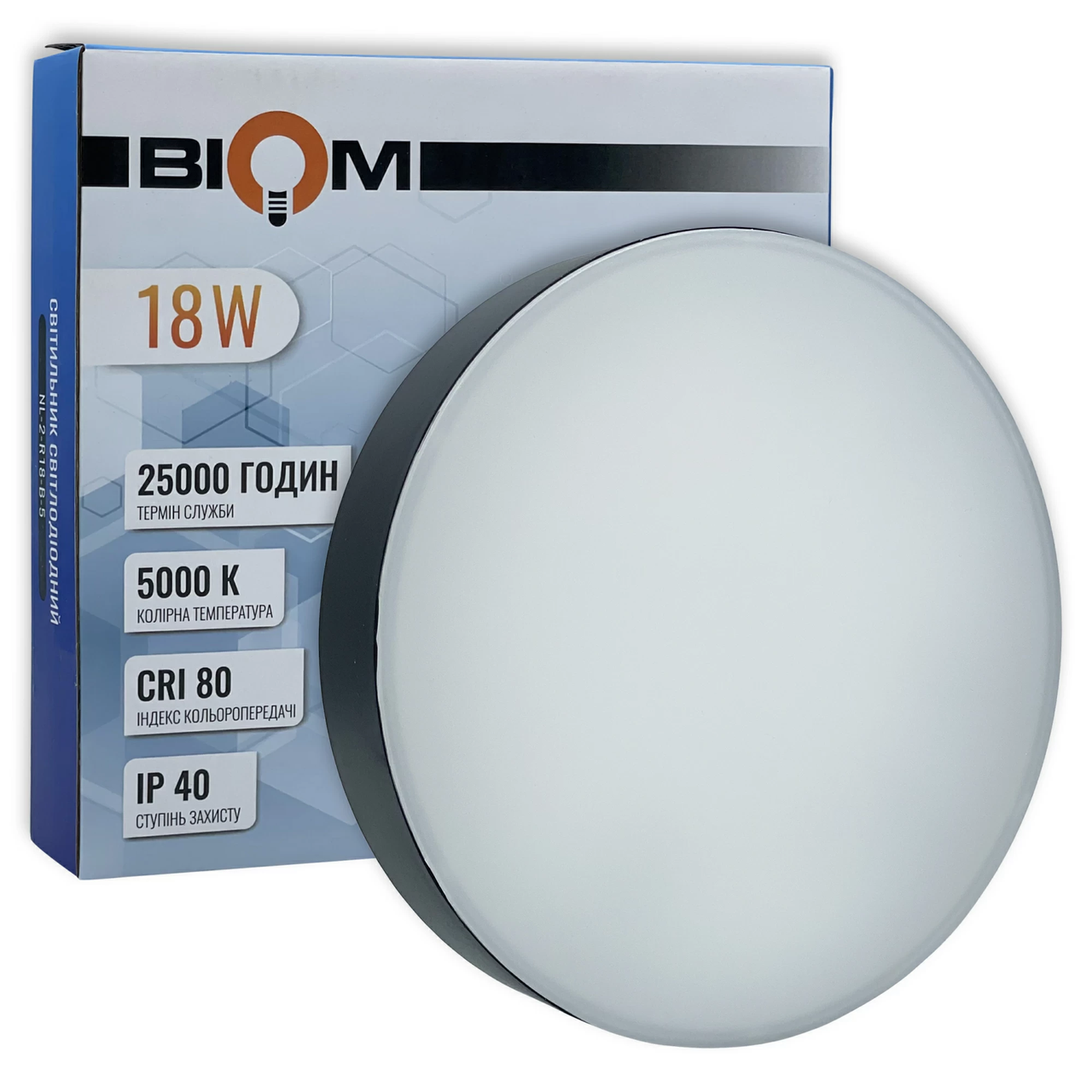 Светодиодный светильник Biom NL-2-R18-B-5 18W 5000К IP40 круглый Черный (2870242784)