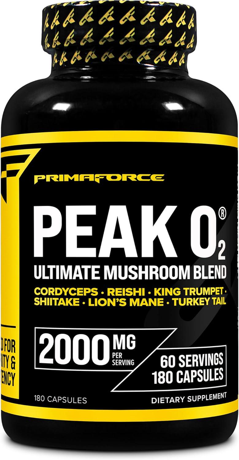 Добавка Primaforce Peak O2 Ultimate Mushroom Blend 2,000 mg 180 капс. - фото 1 Добавка Primaforce Peak O2 Ultimate Mushroom Blend 2,000 mg 180 капс. - фото 1