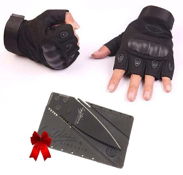 Перчатки без пальцев L и мультитул визитка Black - фото 3