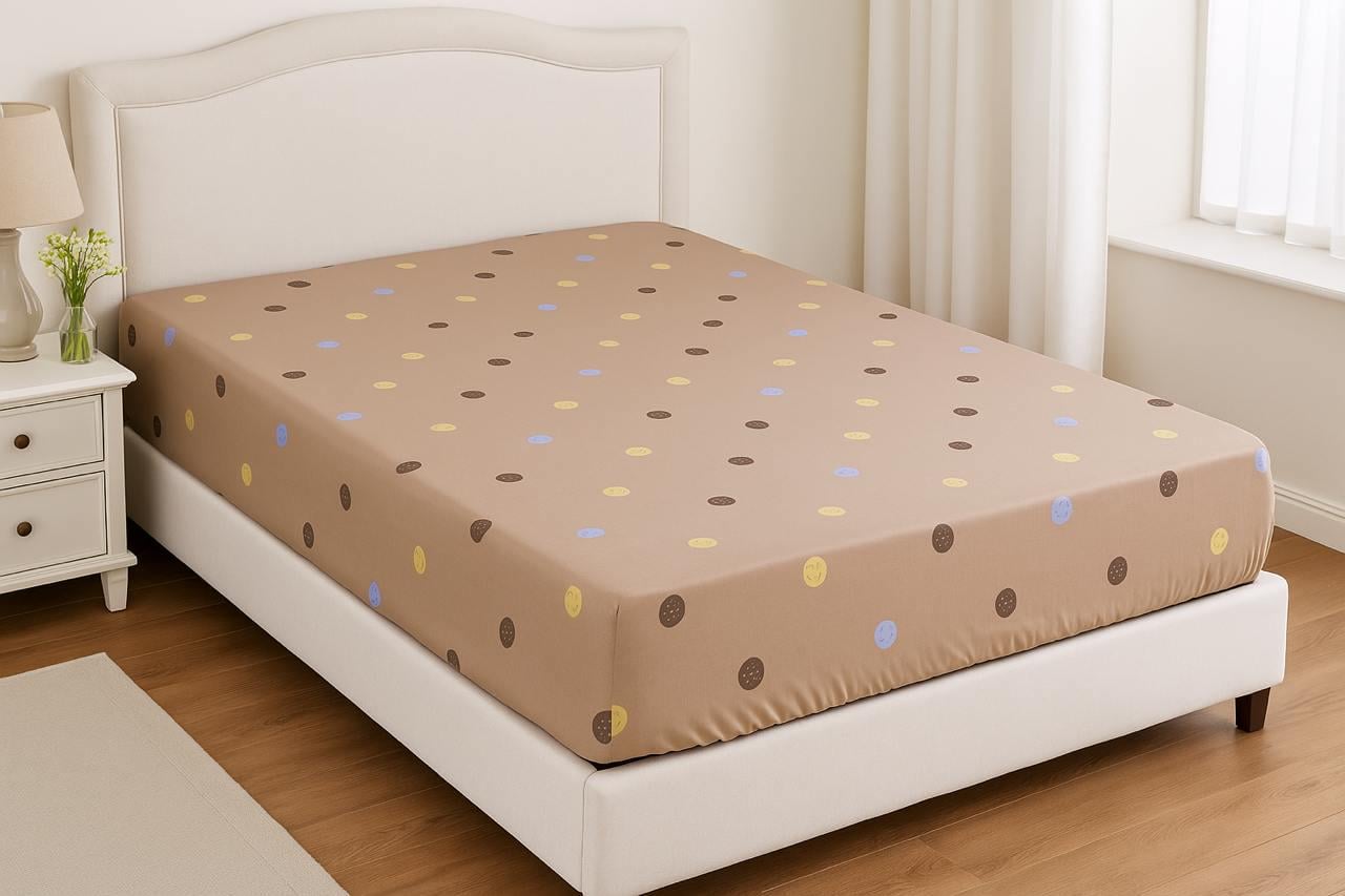 Простыня на резинке Шоколадные точки 160х200 см из ранфорса (R-0904a/x160)