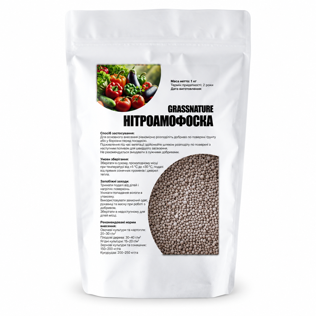 Добриво мінеральне комплексне GrassNature Нітроамофоска NPK 16-16-16 1 кг (38470602)