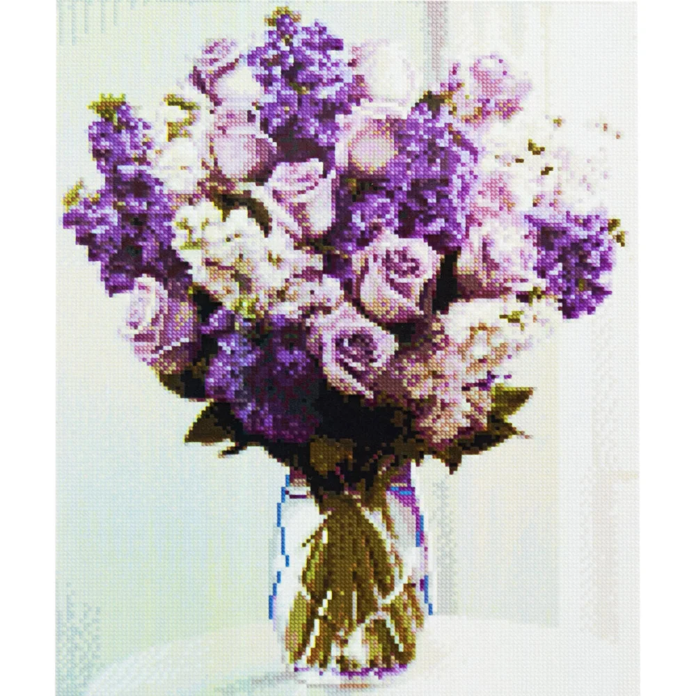 Алмазная мозаика Strateg Букет в сиреневых оттенках 40х50 (FA40130)