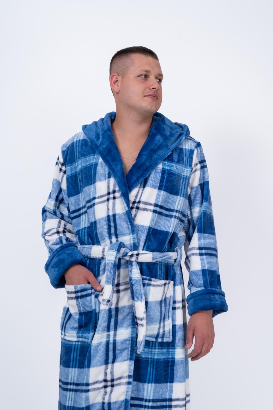 Халат чоловічий UT Store HTM01 XXL Клітина блакитна - фото 3