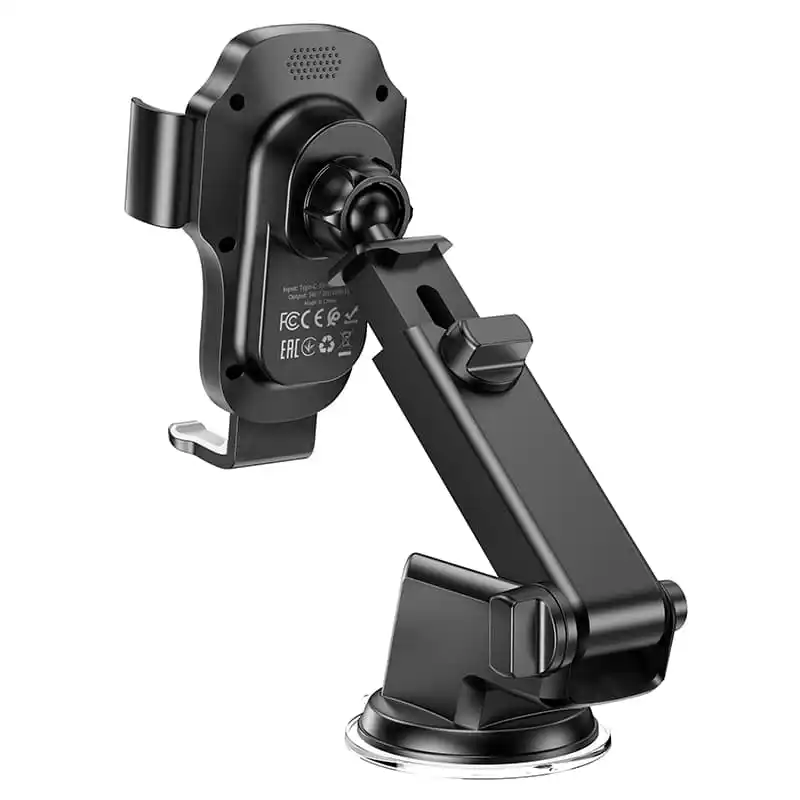 Автотримач для телефону з БЗП Hoco HW3 Wise автоматична індукція Wireless Fast Charging Car holder center console Black (6931474791849) - фото 4 Автотримач для телефону з БЗП Hoco HW3 Wise автоматична індукція Wireless Fast Charging Car holder center console Black (6931474791849) - фото 4