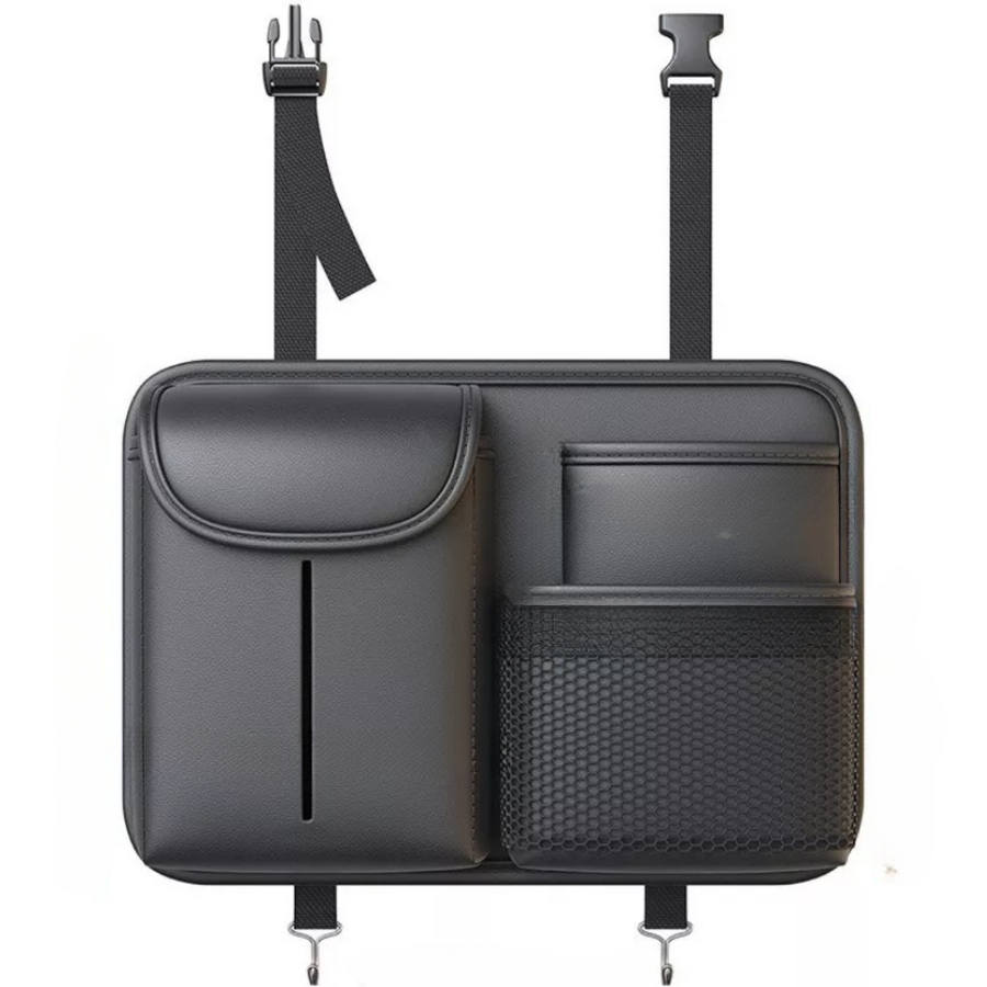 Органайзер на спинку сидения для салфеток и других мелочей 4 отделения Черный (40045)