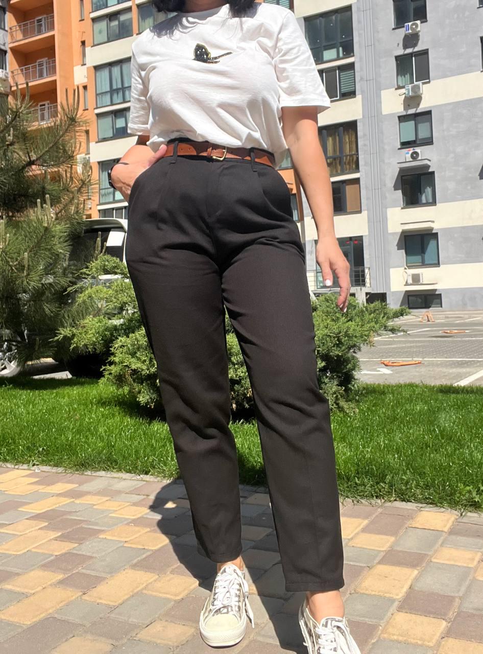 Джинси жіночі MIX RAY 3657 МОМ резинка на талії ремінь коттон M Чорний (1944) - фото 3