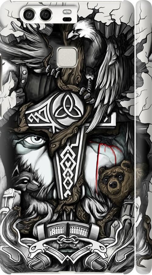 Чехол на Huawei P9 Тату Викинг (4098m-347-42517)