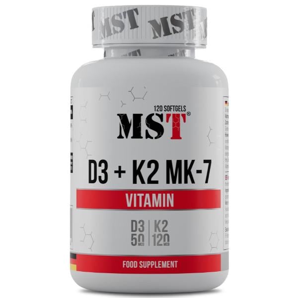 Витамин D3+K2 для спорта MST Nutrition Vitamin D3+K2 MK7 120 мягких капс. (000023755)