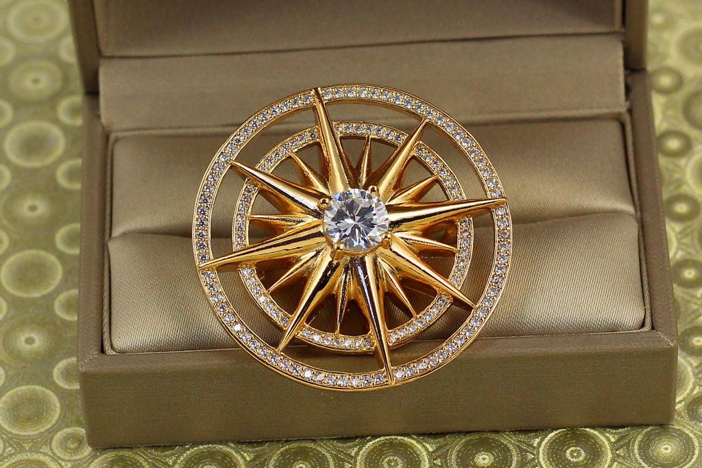 Брошь Xuping Jewelry Роза Ветров 4 см Золотистый (26131950)