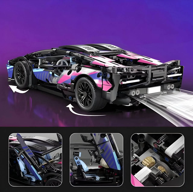 Конструктор на радиоуправлении 1:14 Lamborghini Cyberpunk с мотором и пультом 1314 дет. 36 см - фото 5