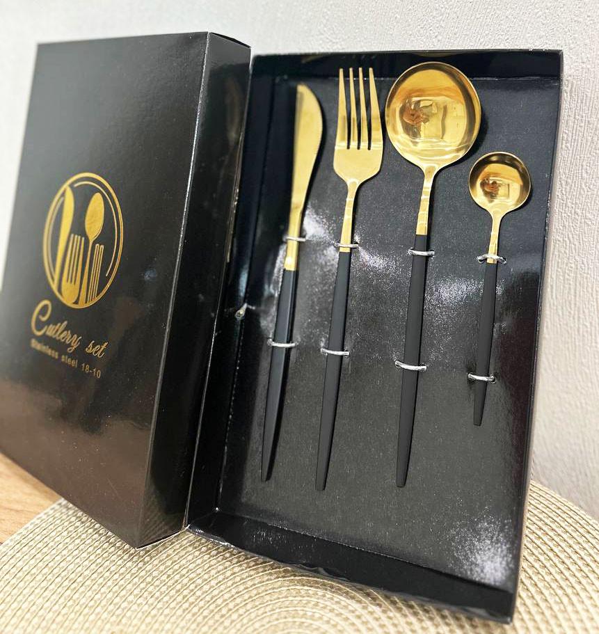 Набір столових приборів A-Plus Cutlery set 4 пр. Золотий (2082827510) - фото 4