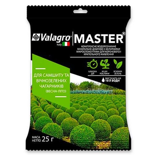Удобрение минеральное комплексное Florium Master для самшита и вечнозеленых кустарников 25 г (NPK 17.6.18)
