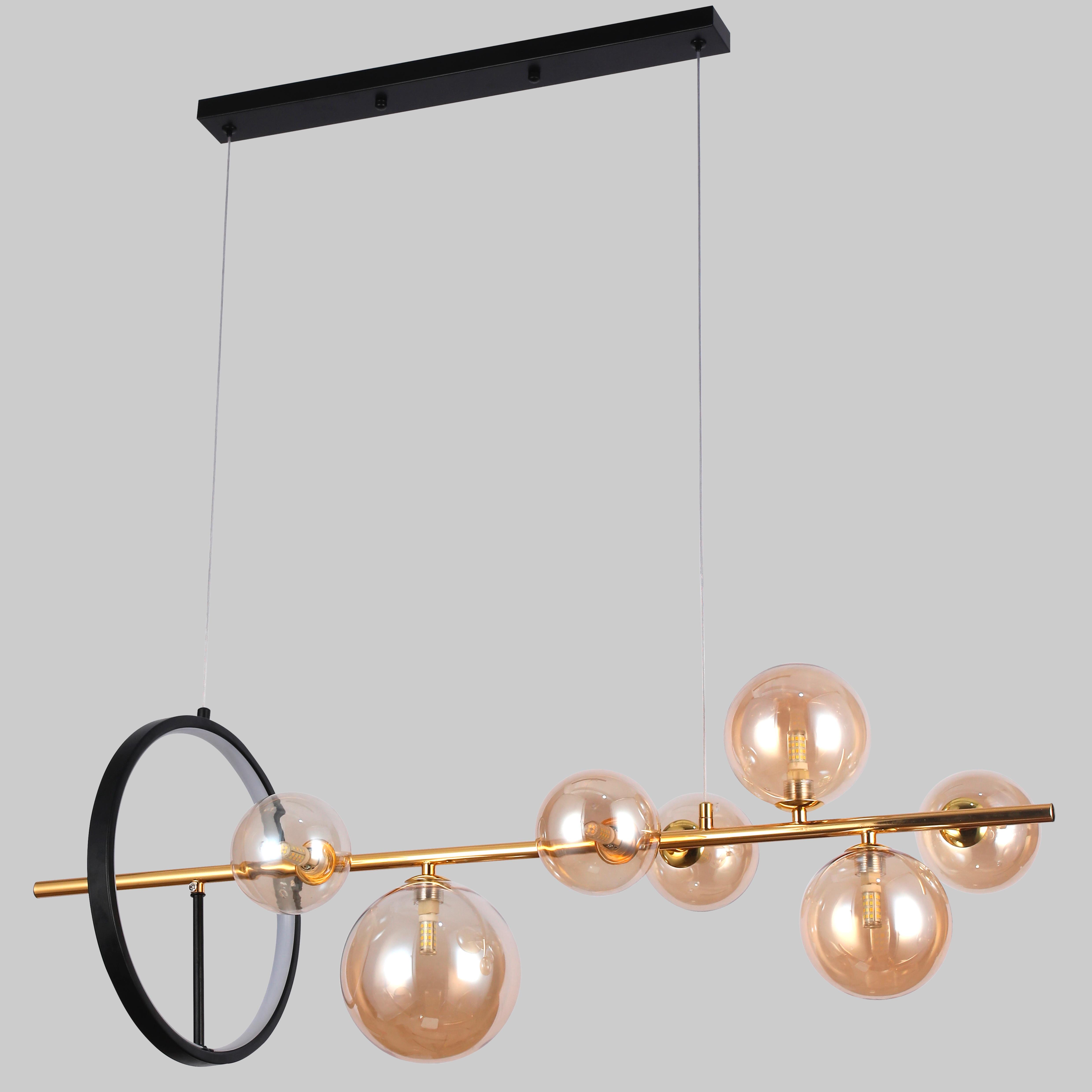 Люстра подвесная Bubbles на 7 ламп с кофейными плафонами (918-LP267-7 DDG+BR)