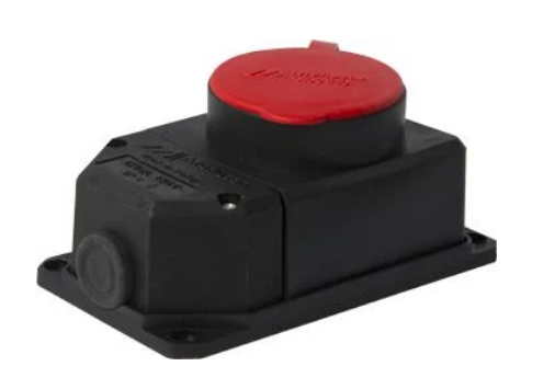 Силова розетка E.NEXT e.socket.rubber.062.16 3P+N 16А 400 В стаціонарна каучук IP44 Чорний (s9100037)