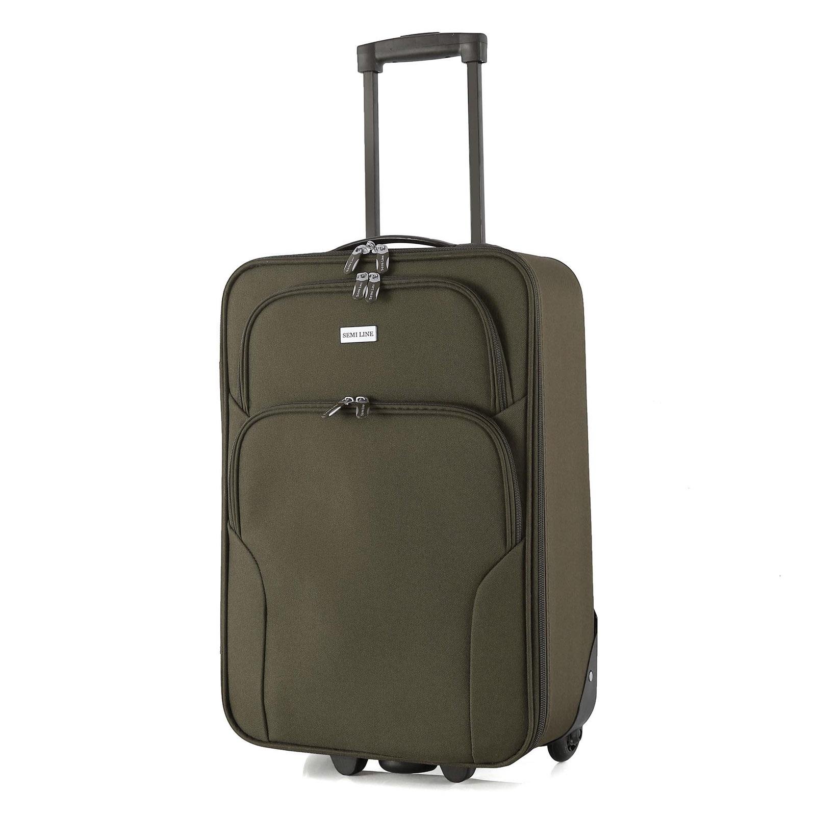 Валіза SEMI LINE 20" T5966-1 2 прихованих колеса ручна поклажа Хакі