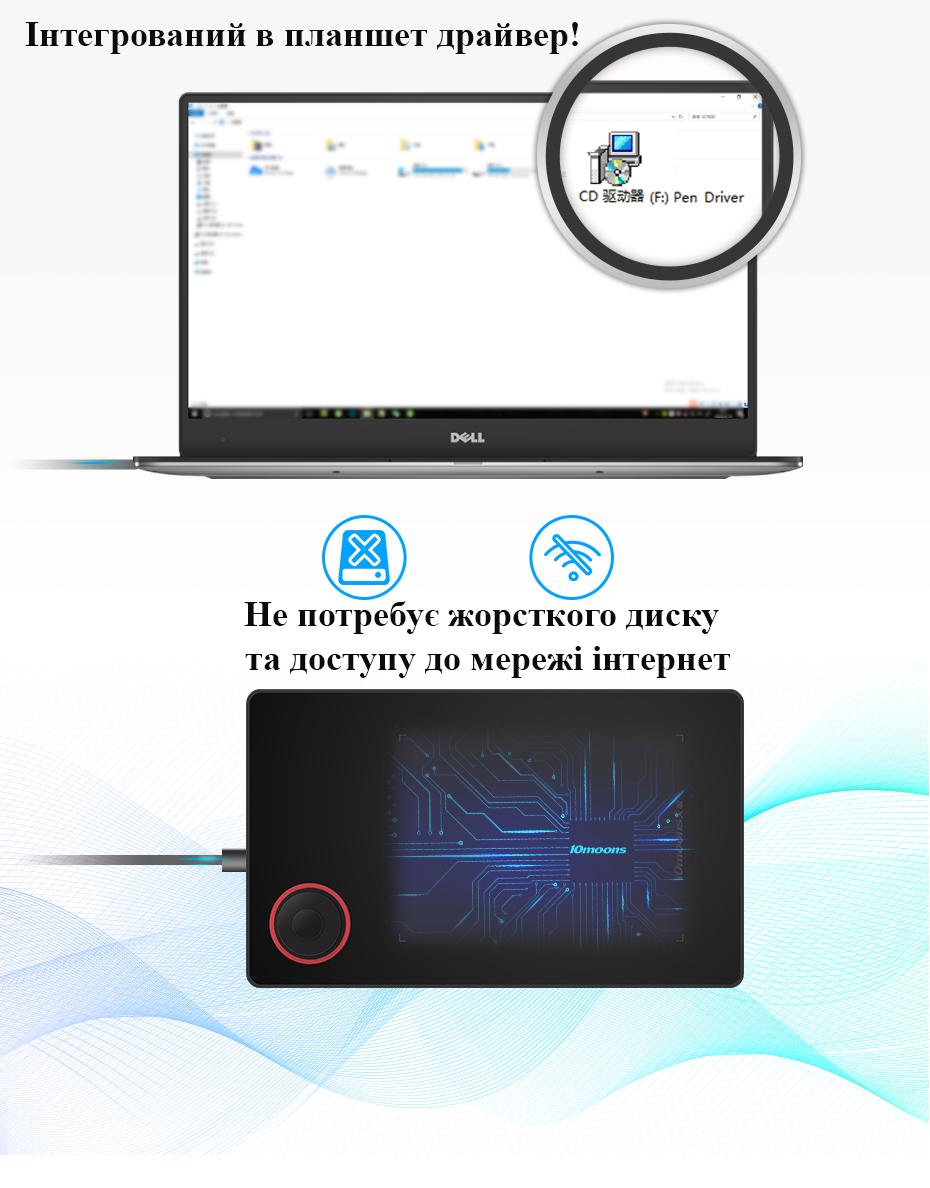 Графічний планшет 10Moons G50 з підтримкою Android та чохлом (1690) - фото 9