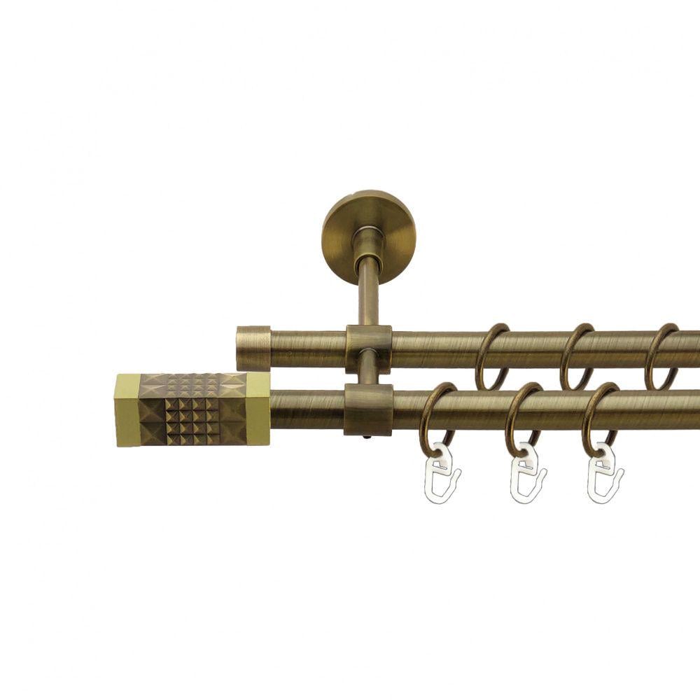 Карниз металлический Orvit Рубикела двухрядный закрытый/гладкая труба/кольцо металлическое Антик 16/16 мм 200 см (7329456)