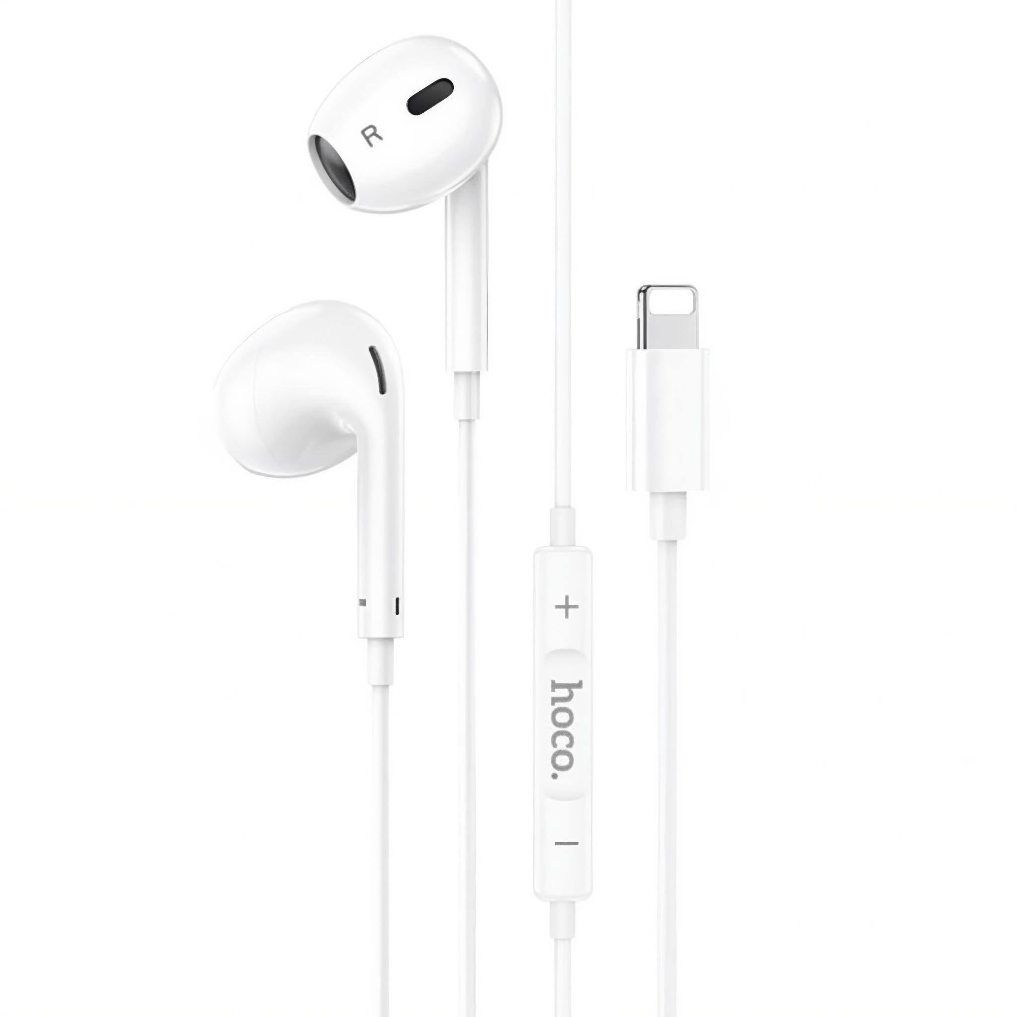 Наушники проводные Hoco M111 Max Lightning с микрофоном Hi-Fi звук 20–20000 Гц Белый (32157420)