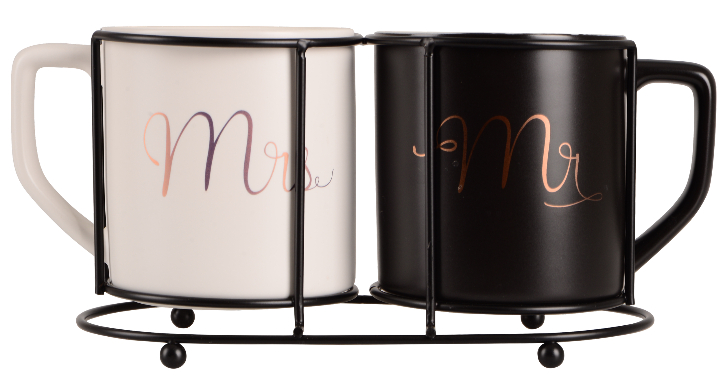 Набір чашок LED MR&MRS на металевій підставці 400 мл (UG-B060362)