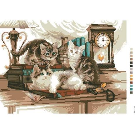 Канва с рисунком для вышивки нитями Озорные котята А3-14-071 (1673233022) Канва с рисунком для вышивки нитями Озорные котята А3-14-071 (1673233022)