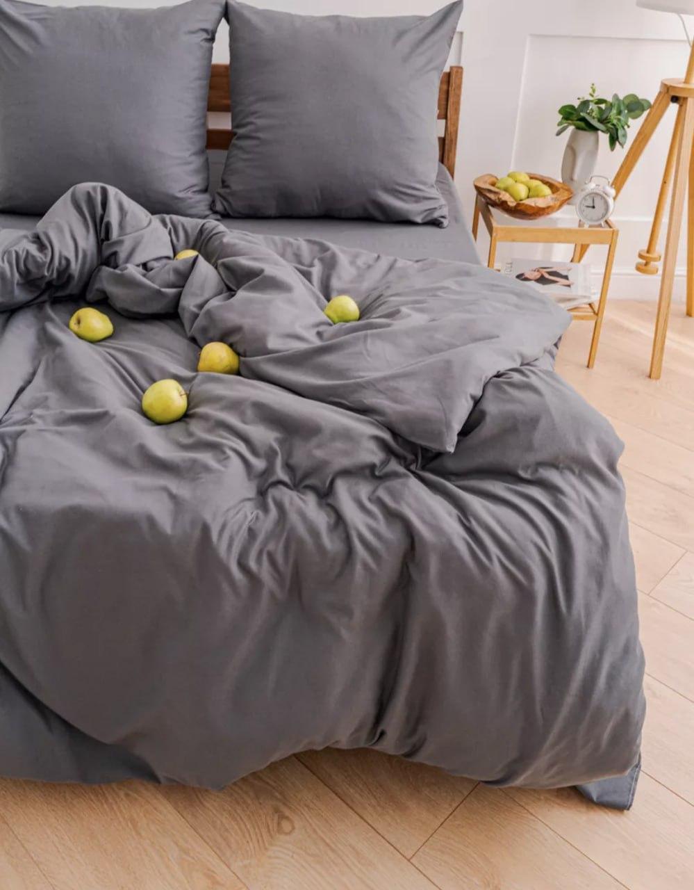 Набір постільної білизни бавовна Сімейний 150х210 наволочка 50х70 2шт Графіт (П4К-Post-ukr-0012-04) - фото 6