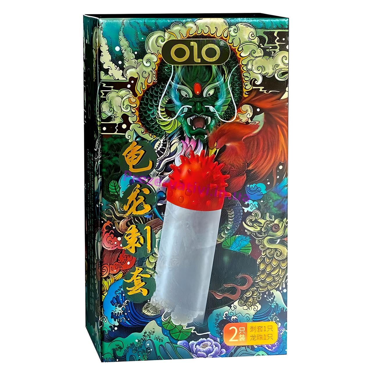 Презерватив с шипами OLO GENBU DRAGON и с удлинительным шариком (OLO GENBU DRAGON)
