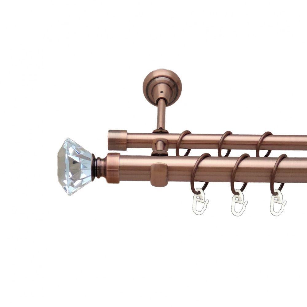 Карниз металлический Orvit Спектралия двухрядная открытая/гладкая труба/кольцо металлическое Медь 25/16 мм 160 см (00-00012551)