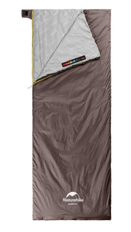 Спальный мешок-одеяло Naturehike Ultralight LW180 сверхлегкий правый 190/75 см Коричневый (6927595777954-R)