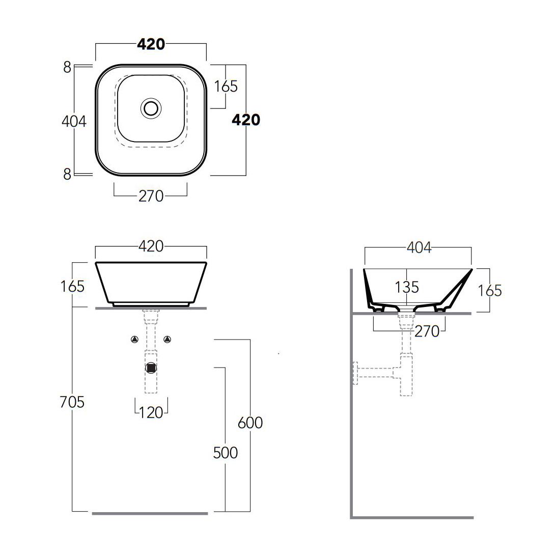 Умывальник накладной Simas Wave WA03 420x420x165 мм Белый (184684) - фото 3 Умывальник накладной Simas Wave WA03 420x420x165 мм Белый (184684) - фото 3