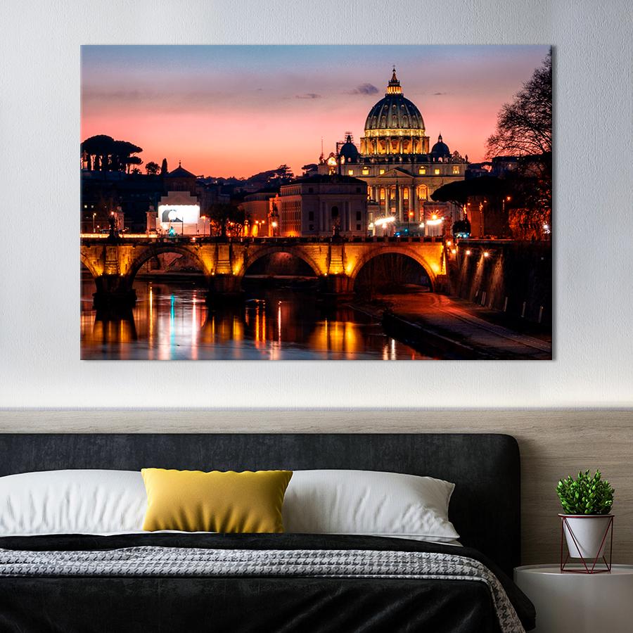 Картина город Собор Святого Петра вечером 120x80 см (A706-1)