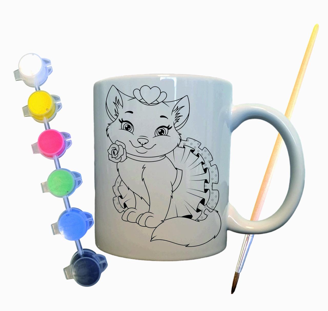 Набор для творчества кружка раскраска Котенок 330 мл Белый (КР0005)