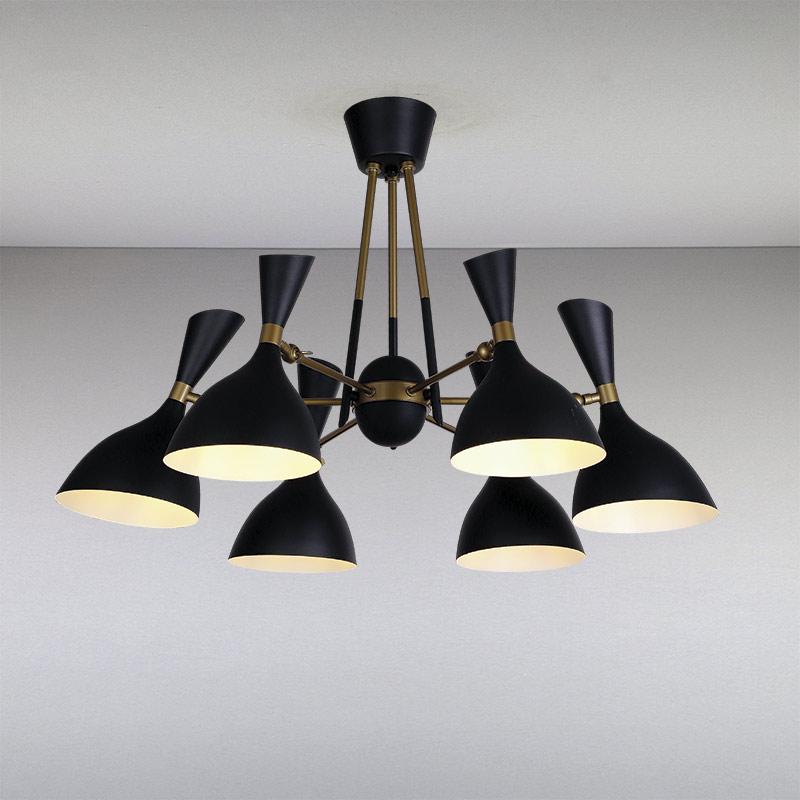 Люстра потолочная лофт Light House LS-13105-6 BK на шесть ламп Черный/Золото