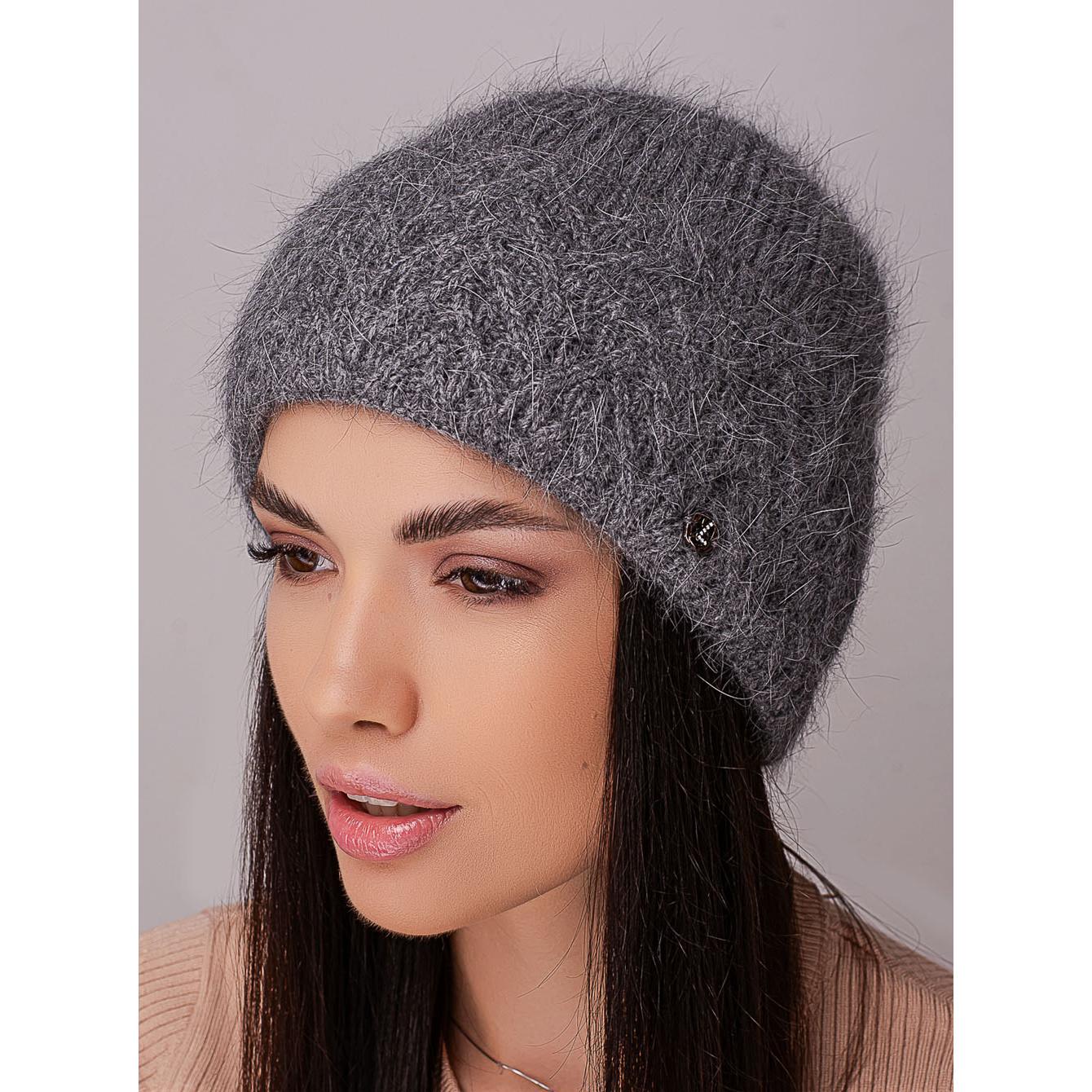 Шапка ангорова жіноча з флісовою підкладкою і візерунком на відвороті Leks Марі Темно-сірий - фото 1 Шапка ангорова жіноча з флісовою підкладкою і візерунком на відвороті Leks Марі Темно-сірий - фото 1