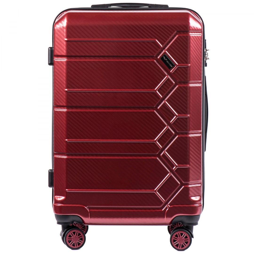 Чемодан Wings PC 185 поликарбонат средний 57 л на 4 сдвоенных колесах Бордовый