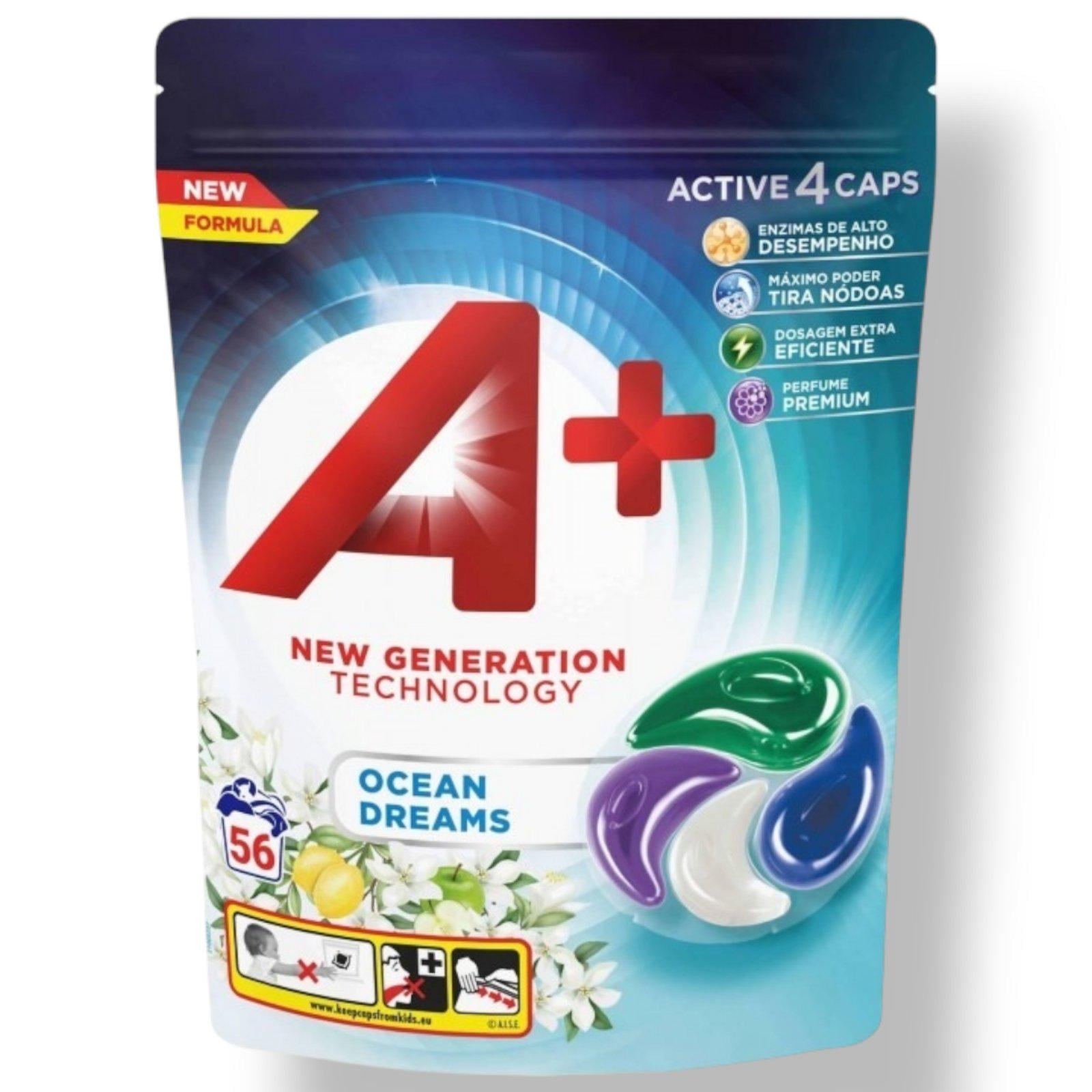 Капсулы для стирки А+ Ocean Dream 4в1 для всех типов тканей 56 шт.