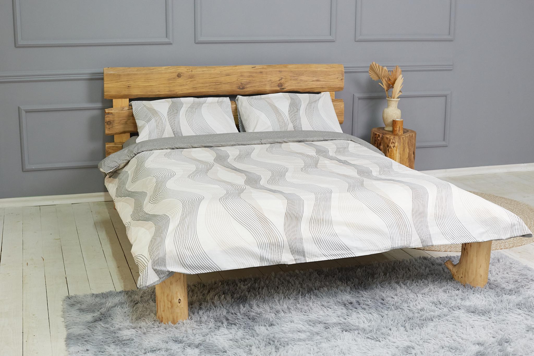 Комплект постільної білизни бязь двоспальний євро Сіро-білий (9369307)