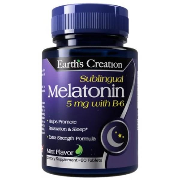 Вітаміни Earths Creation Melatonin 5 mg with B-6 Sublingual mint 60 таблеток (00000038144)