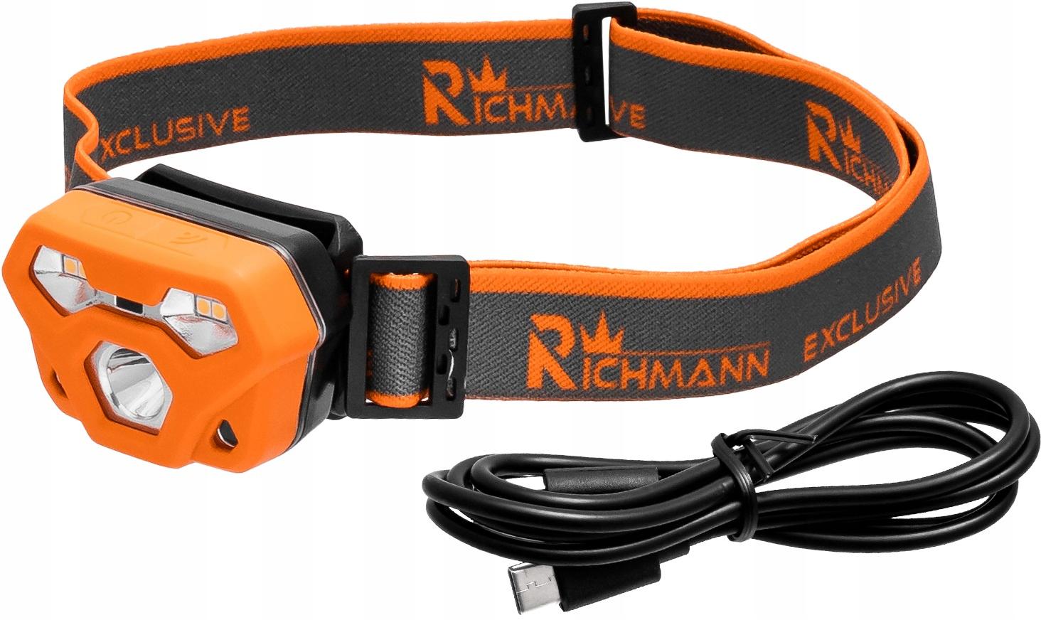 Ліхтарик на голову Richmann акумуляторний 4W+2LED з датчиком руху 300 Lm IP65 USB C (C5905)