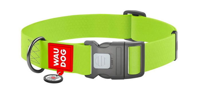 Ошейник для собак водостойкий WAUDOG Waterproof c QR паспортом пластиковый фастексxXL Ш 40 мм Дл 46-70 см Салатовый (Collar25115)