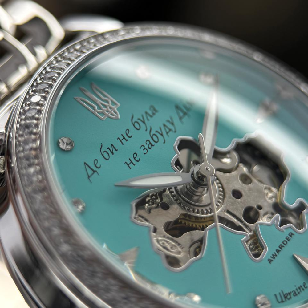 Наручные часы женские механические Awarder с Гербом Украины на браслете со стразами Бирюзовый (30631902) - фото 7 Наручные часы женские механические Awarder с Гербом Украины на браслете со стразами Бирюзовый (30631902) - фото 7