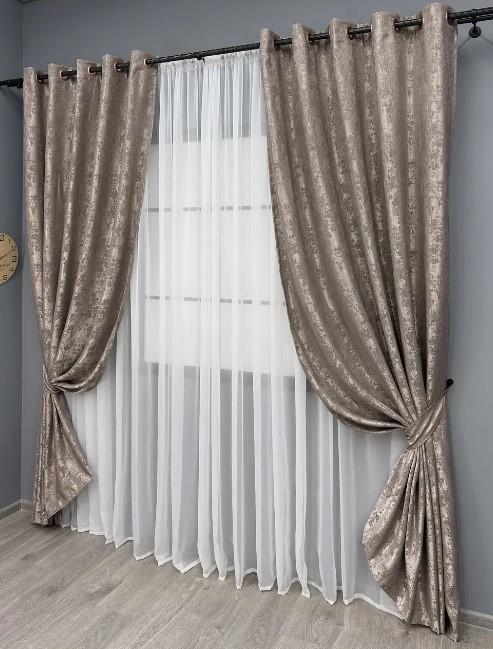 Комплект штор на люверсах Sultan YL жакард 1,5х2,5 м 2 шт. Какао (1669ш 37-0184) - фото 7 Комплект штор на люверсах Sultan YL жакард 1,5х2,5 м 2 шт. Какао (1669ш 37-0184) - фото 7